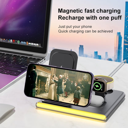 C27 15W 4 in 1 Foldable Magnetic Wireless Charger with Ambient Light (White) by buy2fix