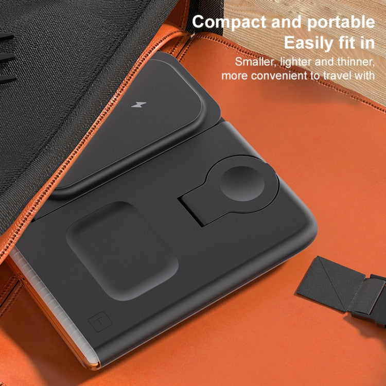 C27 15W 4 in 1 Foldable Magnetic Wireless Charger with Ambient Light (Black) by buy2fix