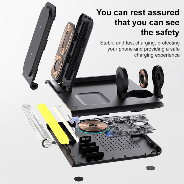 C27 15W 4 in 1 Foldable Magnetic Wireless Charger with Ambient Light (Black) by buy2fix