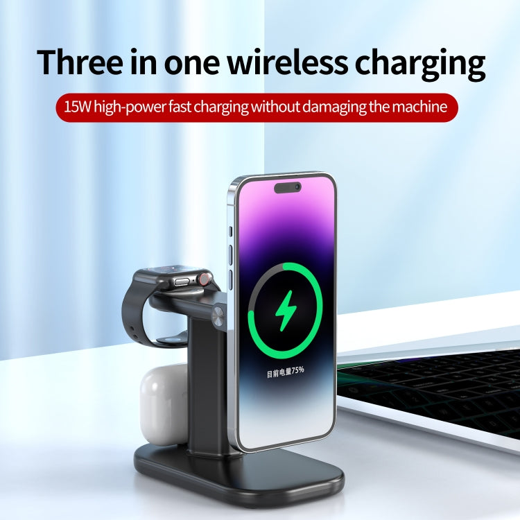 JJT-A70 15W 3 in 1 Multifunctional Magnetic Wireless Charging Holder (Black) by buy2fix