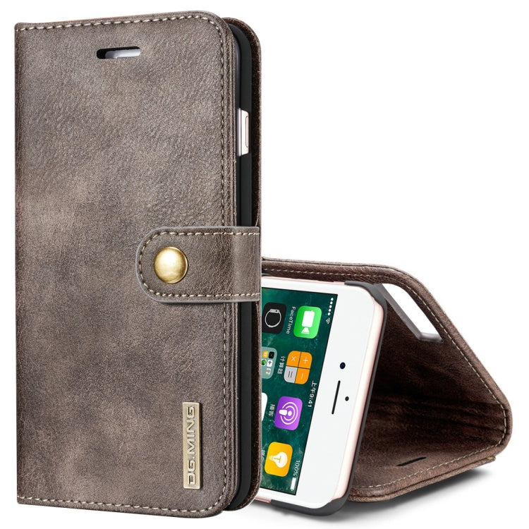 DG.MING for iPhone 8 Plus & iPhone 7 Plus Crazy Horse Texture Horizontal Flip Detachable Magnetic Protective Case with Holder & Card Slots & Wallet(Grey) - More iPhone Cases by DG.MING | Online Shopping UK | buy2fix