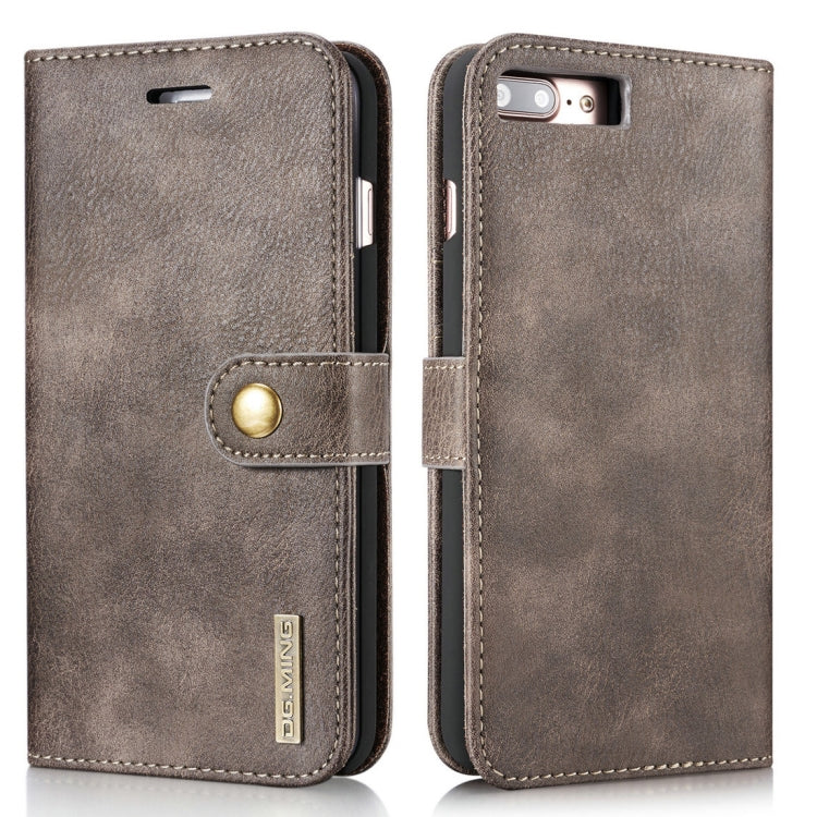 DG.MING for iPhone 8 Plus & iPhone 7 Plus Crazy Horse Texture Horizontal Flip Detachable Magnetic Protective Case with Holder & Card Slots & Wallet(Grey) - More iPhone Cases by DG.MING | Online Shopping UK | buy2fix