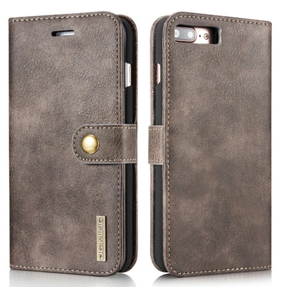 DG.MING for iPhone 8 Plus & iPhone 7 Plus Crazy Horse Texture Horizontal Flip Detachable Magnetic Protective Case with Holder & Card Slots & Wallet(Grey) - More iPhone Cases by DG.MING | Online Shopping UK | buy2fix