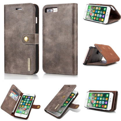 DG.MING for iPhone 8 Plus & iPhone 7 Plus Crazy Horse Texture Horizontal Flip Detachable Magnetic Protective Case with Holder & Card Slots & Wallet(Grey) - More iPhone Cases by DG.MING | Online Shopping UK | buy2fix
