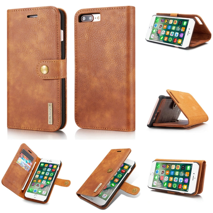 DG.MING for iPhone 8 Plus & iPhone 7 Plus Crazy Horse Texture Horizontal Flip Detachable Magnetic Protective Case with Holder & Card Slots & Wallet(Brown) - More iPhone Cases by DG.MING | Online Shopping UK | buy2fix