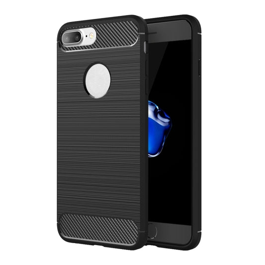 For iPhone 8 Plus Brushed Texture Fiber TPU Rugged Armor Protective Case(Black) by buy2fix