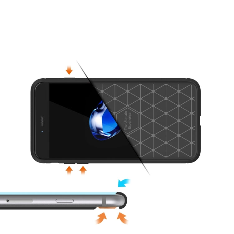 For iPhone 8 Plus Brushed Texture Fiber TPU Rugged Armor Protective Case(Black) by buy2fix