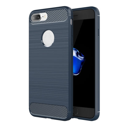 For iPhone 8 Plus Brushed Texture Fiber TPU Rugged Armor Protective Case(Dark Blue) by buy2fix