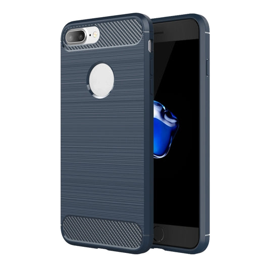 For iPhone 8 Plus Brushed Texture Fiber TPU Rugged Armor Protective Case(Dark Blue) by buy2fix