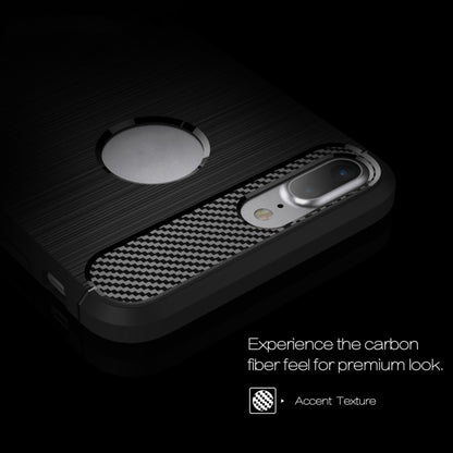 For iPhone 8 Plus Brushed Texture Fiber TPU Rugged Armor Protective Case(Dark Blue) by buy2fix