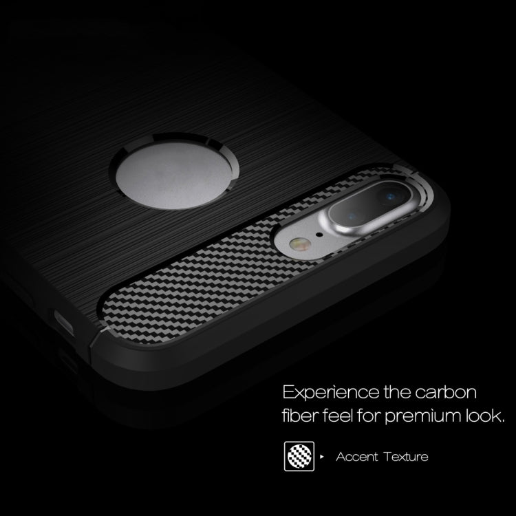 For iPhone 8 Plus Brushed Texture Fiber TPU Rugged Armor Protective Case(Red) by buy2fix