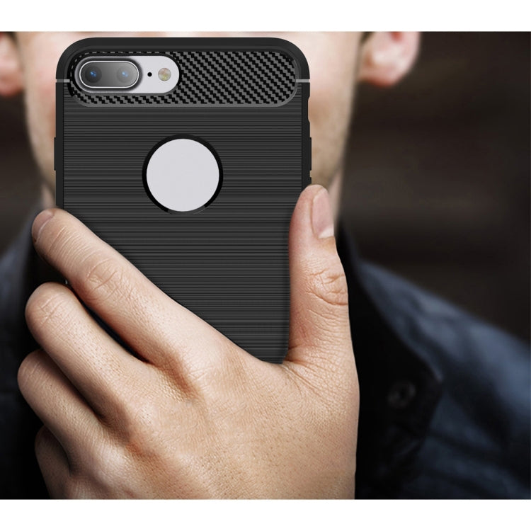 For iPhone 8 Plus Brushed Texture Fiber TPU Rugged Armor Protective Case(Red) by buy2fix