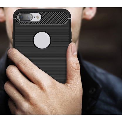 For iPhone 8 Plus Brushed Texture Fiber TPU Rugged Armor Protective Case(Red) by buy2fix