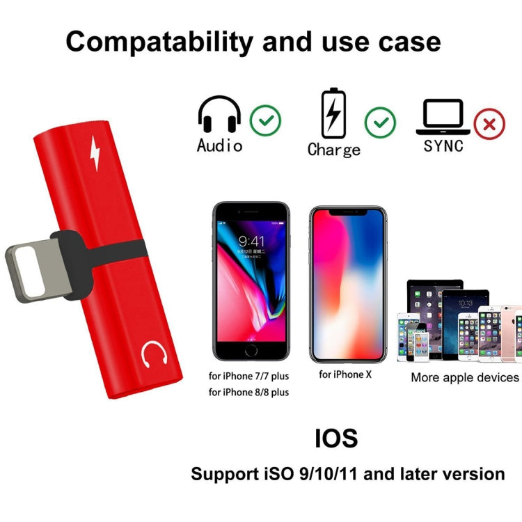 2 in 1 8 Pin 5V 1A Listen Call Audio Converter Earphone Adapter(Red) by buy2fix