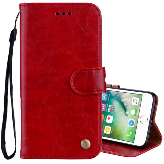 For iPhone 8 Plus & 7 Plus Business Style Oil Wax Texture Horizontal Flip Leather Case with Holder & Card Slots & Wallet (Red) by buy2fix
