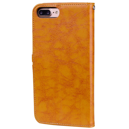 For iPhone 8 Plus & 7 Plus Business Style Oil Wax Texture Horizontal Flip Leather Case with Holder & Card Slots & Wallet (Yellow) by buy2fix
