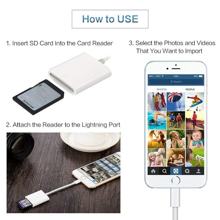 8 Pin to SD Card Camera Reader Adapter (White) - Converter & Adapter by buy2fix | Online Shopping UK | buy2fix