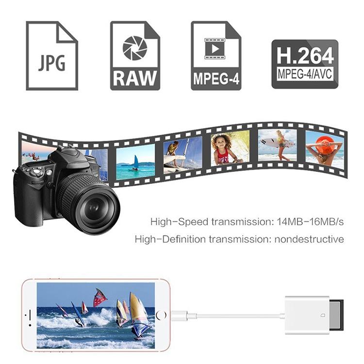 8 Pin to SD Card Camera Reader Adapter (White) - Converter & Adapter by buy2fix | Online Shopping UK | buy2fix