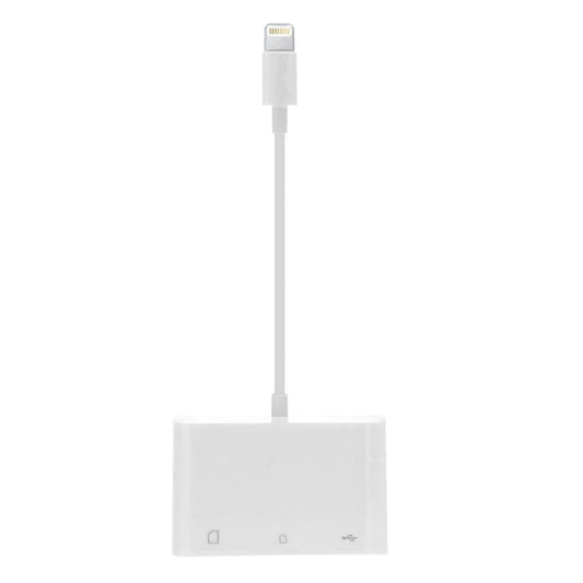 NK-1081 8 Pin to SD + TF + USB Port Camera Reader Adapter, Support iOS 9.2 or Above (White) by buy2fix