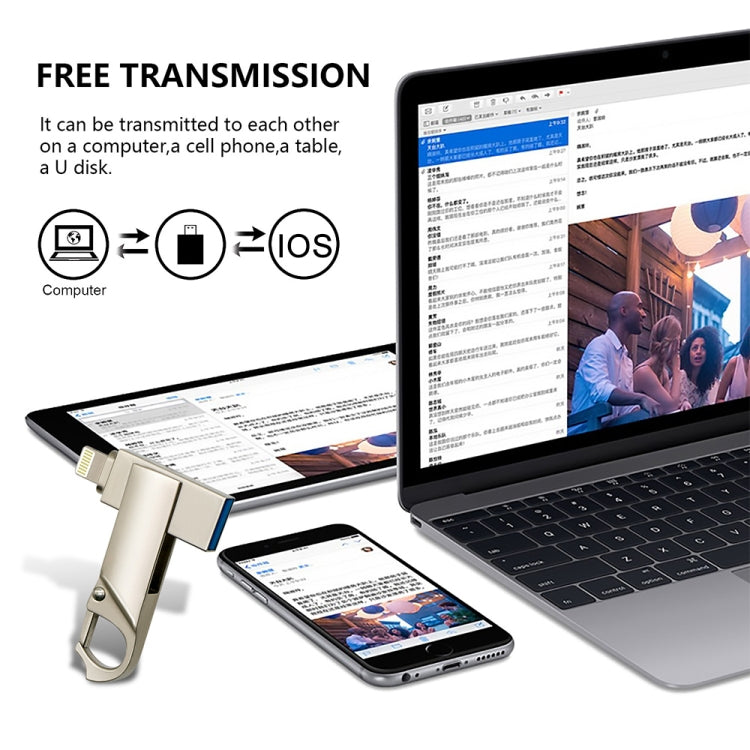 RQW-10F 2 in 1 USB 2.0 & 8 Pin 32GB Keychain Flash Drive by buy2fix