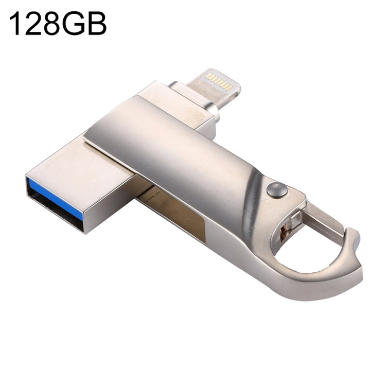 RQW-10F 2 in 1 USB 2.0 & 8 Pin 128GB Keychain Flash Drive by buy2fix