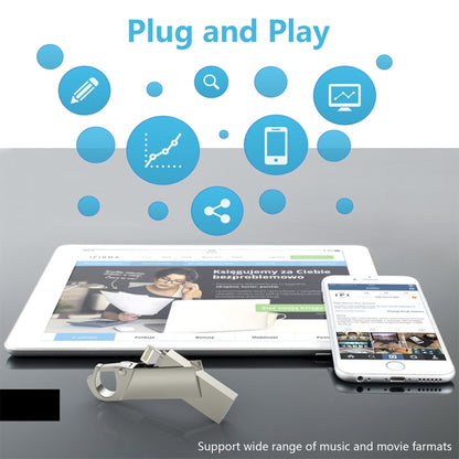 RQW-10F 2 in 1 USB 2.0 & 8 Pin 128GB Keychain Flash Drive by buy2fix