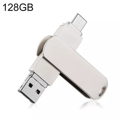 RQW-10X 3 in 1 USB 2.0 & 8 Pin & USB-C / Type-C 128GB Flash Drive, for iPhone & iPad & iPod & Most Android Smartphones & PC Computer by buy2fix