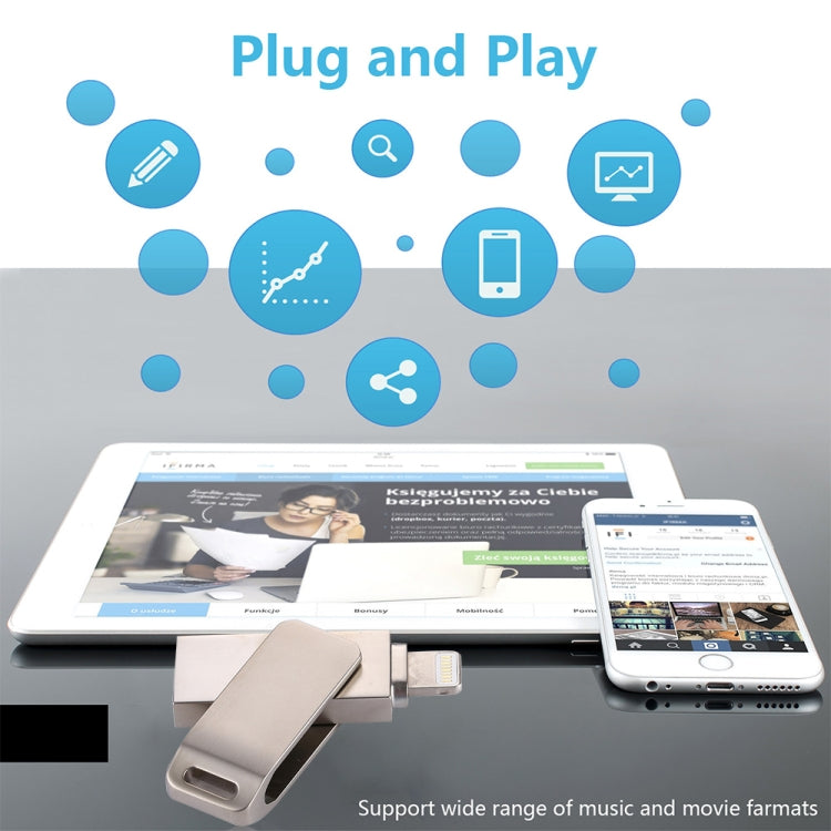 RQW-10G 2 in 1 USB 2.0 & 8 Pin 16GB Flash Drive, for iPhone & iPad & iPod & Most Android Smartphones & PC Computer by buy2fix