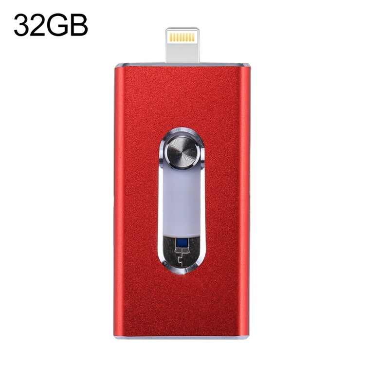RQW-02 3 in 1 USB 2.0 & 8 Pin & Micro USB 32GB Flash Drive(Red) by buy2fix