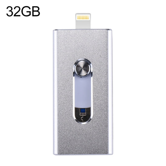 RQW-02 3 in 1 USB 2.0 & 8 Pin & Micro USB 32GB Flash Drive(Silver) by buy2fix