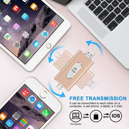 RQW-02 3 in 1 USB 2.0 & 8 Pin & Micro USB 32GB Flash Drive(Silver) by buy2fix