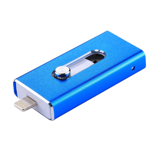 RQW-02 3 in 1 USB 2.0 & 8 Pin & Micro USB 64GB Flash Drive(Blue) by buy2fix
