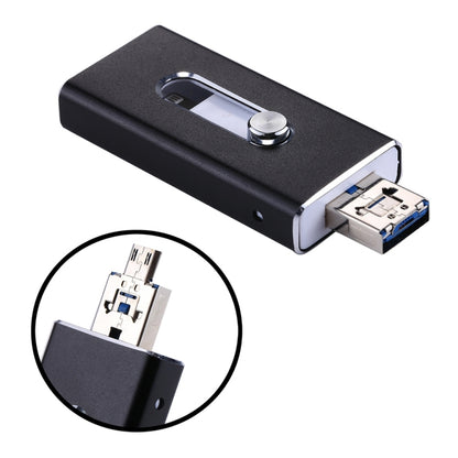 RQW-02 3 in 1 USB 2.0 & 8 Pin & Micro USB 128GB Flash Drive(Black) by buy2fix