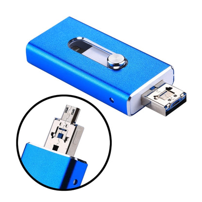 RQW-02 3 in 1 USB 2.0 & 8 Pin & Micro USB 128GB Flash Drive(Blue) by buy2fix