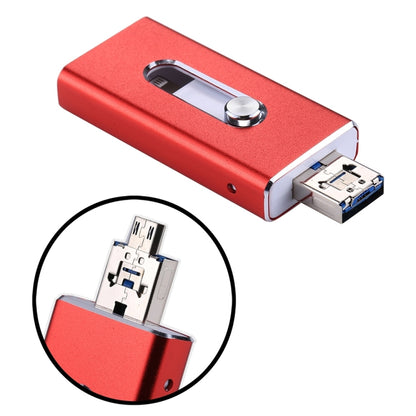 RQW-02 3 in 1 USB 2.0 & 8 Pin & Micro USB 128GB Flash Drive(Red) by buy2fix
