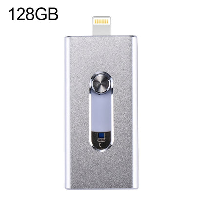 RQW-02 3 in 1 USB 2.0 & 8 Pin & Micro USB 128GB Flash Drive(Silver) by buy2fix