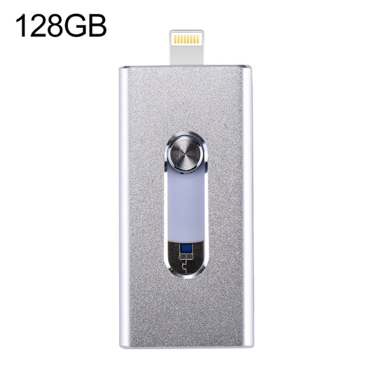 RQW-02 3 in 1 USB 2.0 & 8 Pin & Micro USB 128GB Flash Drive(Silver) by buy2fix