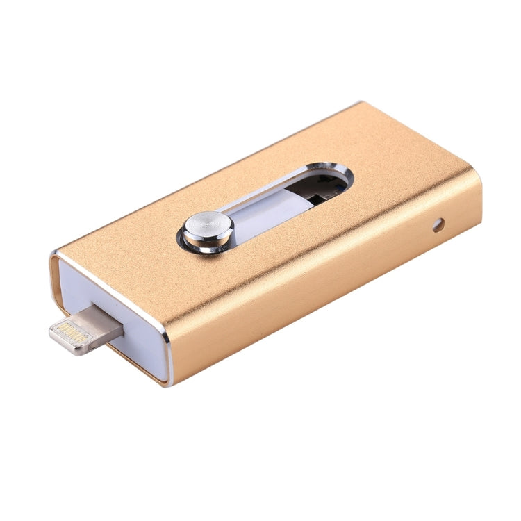 RQW-02 3 in 1 USB 2.0 & 8 Pin & Micro USB 16GB Flash Drive(Gold) by buy2fix