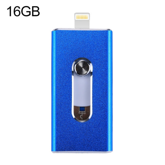 RQW-02 3 in 1 USB 2.0 & 8 Pin & Micro USB 16GB Flash Drive(Blue) by buy2fix