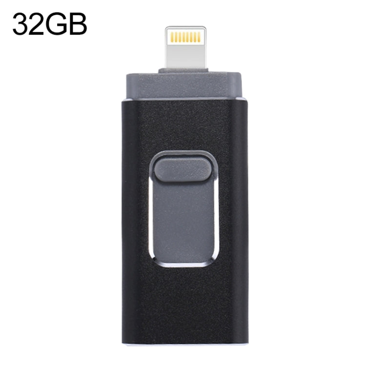 easyflash RQW-01B 3 in 1 USB 2.0 & 8 Pin & Micro USB 32GB Flash Drive(Black) by buy2fix
