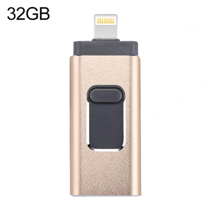 easyflash RQW-01B 3 in 1 USB 2.0 & 8 Pin & Micro USB 32GB Flash Drive(Gold) by buy2fix