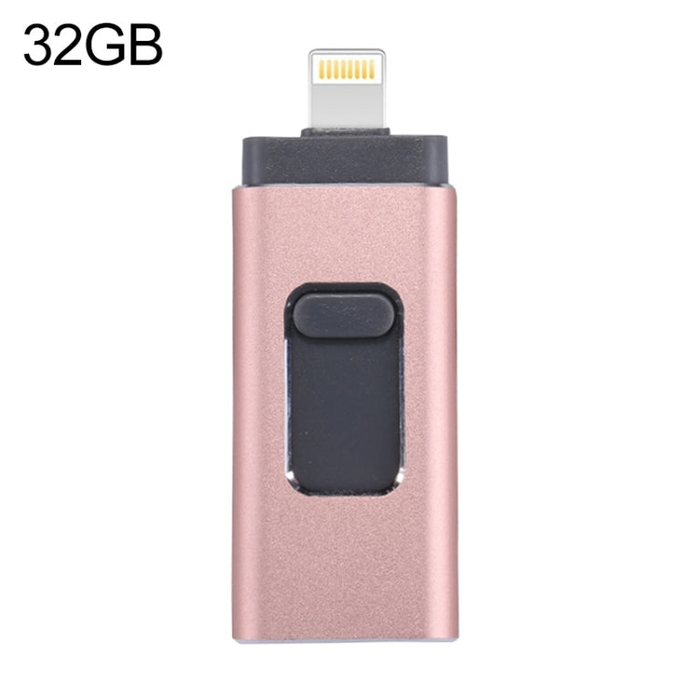 easyflash RQW-01B 3 in 1 USB 2.0 & 8 Pin & Micro USB 32GB Flash Drive(Rose Gold) by buy2fix