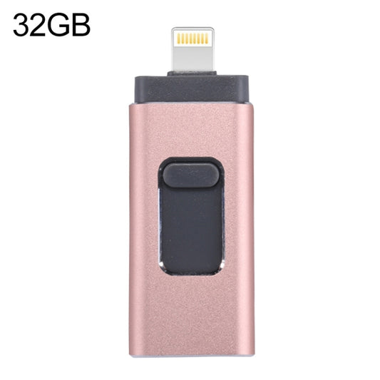 easyflash RQW-01B 3 in 1 USB 2.0 & 8 Pin & Micro USB 32GB Flash Drive(Rose Gold) by buy2fix