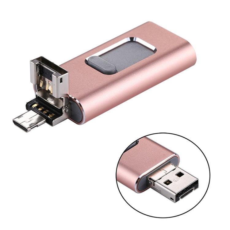 easyflash RQW-01B 3 in 1 USB 2.0 & 8 Pin & Micro USB 32GB Flash Drive(Rose Gold) by buy2fix