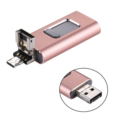 easyflash RQW-01B 3 in 1 USB 2.0 & 8 Pin & Micro USB 32GB Flash Drive(Rose Gold) by buy2fix