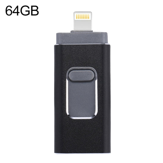 easyflash RQW-01B 3 in 1 USB 2.0 & 8 Pin & Micro USB 64GB Flash Drive(Black) by buy2fix