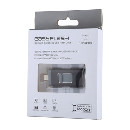 easyflash RQW-01B 3 in 1 USB 2.0 & 8 Pin & Micro USB 64GB Flash Drive(Black) by buy2fix