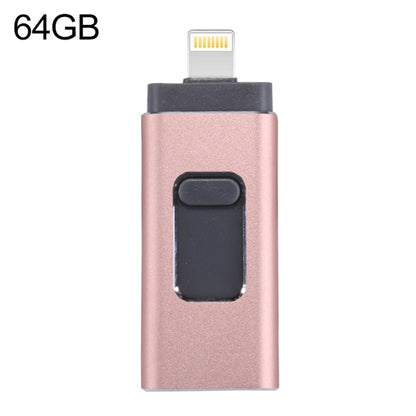 easyflash RQW-01B 3 in 1 USB 2.0 & 8 Pin & Micro USB 64GB Flash Drive(Rose Gold) by buy2fix