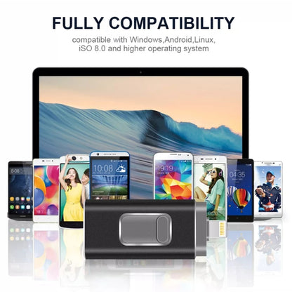 easyflash RQW-01B 3 in 1 USB 2.0 & 8 Pin & Micro USB 64GB Flash Drive(Rose Gold) by buy2fix