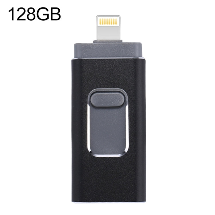 easyflash RQW-01B 3 in 1 USB 2.0 & 8 Pin & Micro USB 128GB Flash Drive(Black) by buy2fix